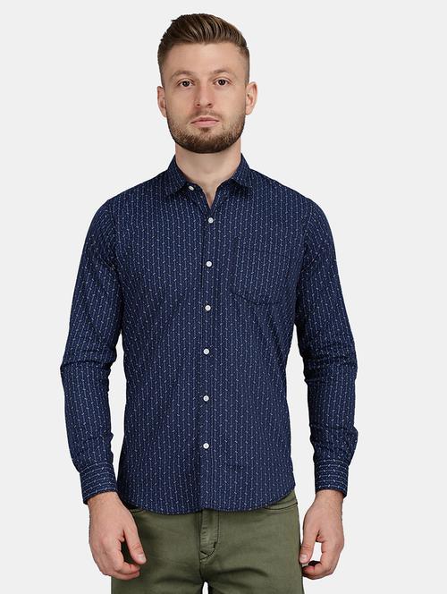 navy blue cotton casual shirt - 20535045 - Very Small Image - 1