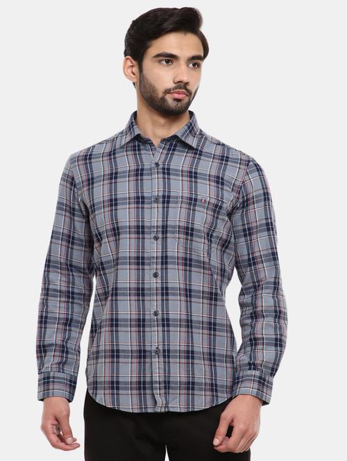 grey checkered casual shirt - 20535063 - Very Small Image - 1