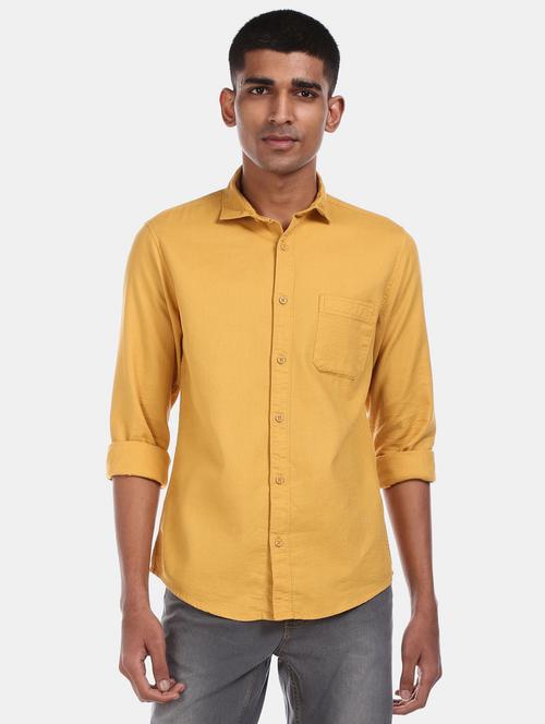 yellow solid casual shirt - 20535074 - Very Small Image - 1