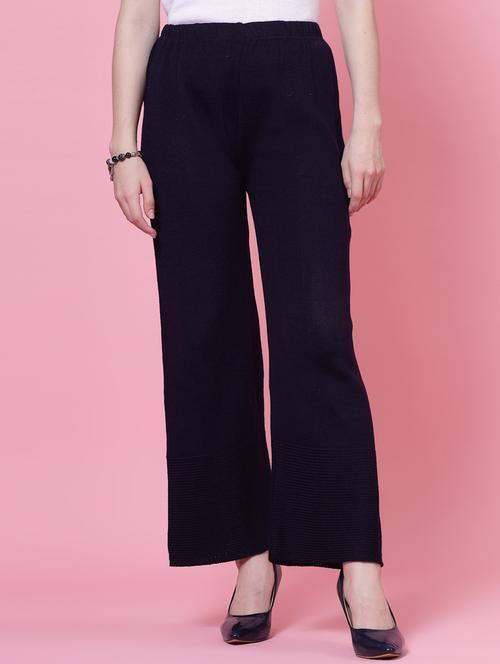 women black wool straight palazzo - 20535177 - Very Small Image - 1