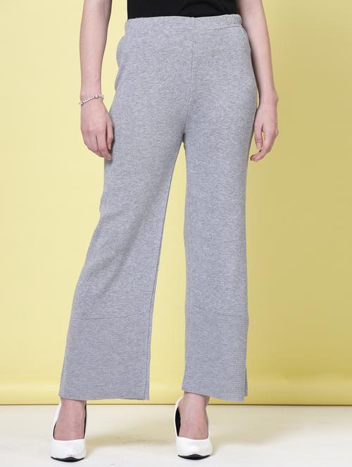women grey wool straight palazzo - 20535187 - Very Small Image - 1