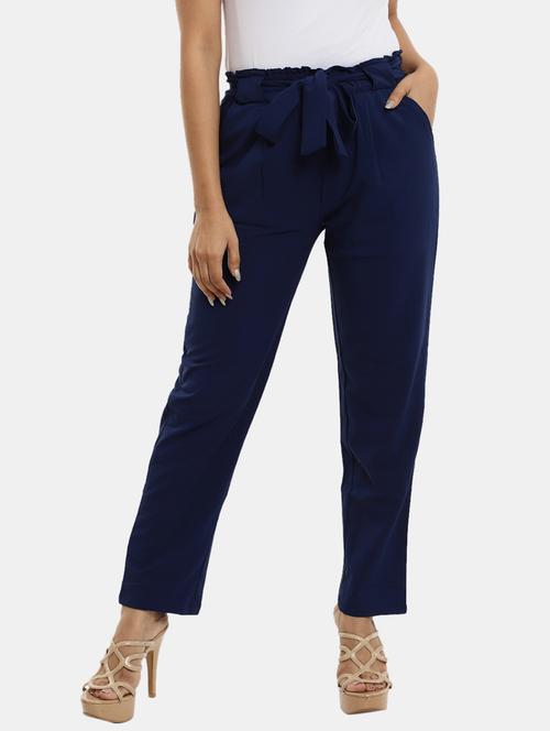 navy blue cotton trousers - 20536264 - Very Small Image - 1
