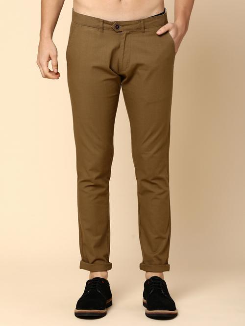 men mid rise solid chinos casual trouser - 20536581 - Very Small Image - 1