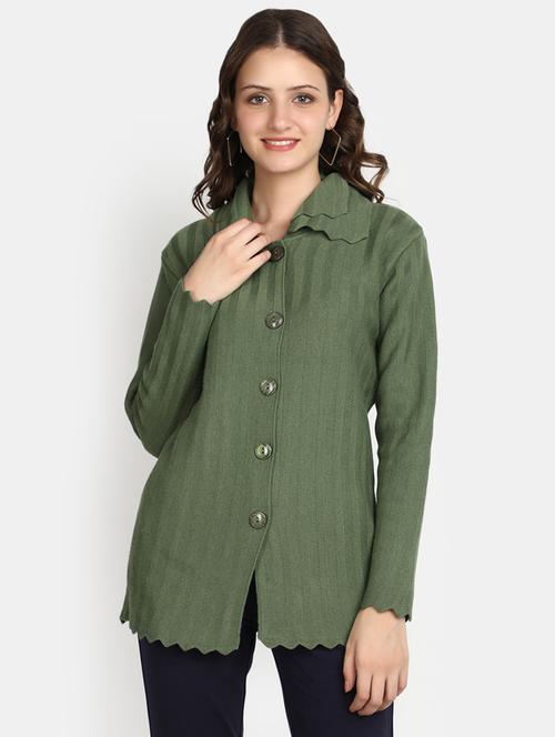 women green long sleeves cardigans - 20536659 - Very Small Image - 1