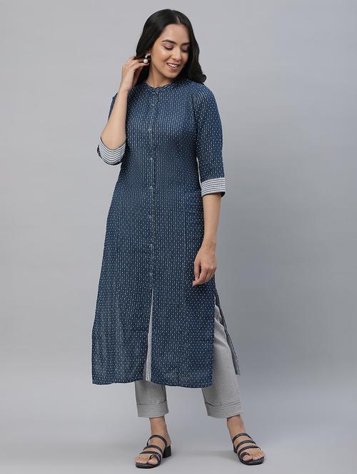 multi colored cotton kurta pant set - 20536754 - Very Small Image - 1