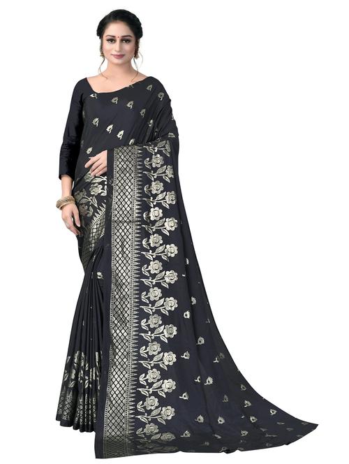 women's self design black colored saree - 20536854 - Very Small Image - 1