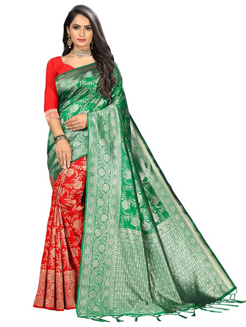 women's self design green colored saree with blouse - 20536870 - Very Small Image - 1