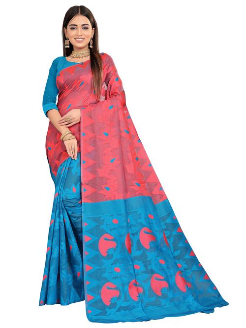 women's self design pink colored saree with blouse - 20536872 - Very Small Image - 1