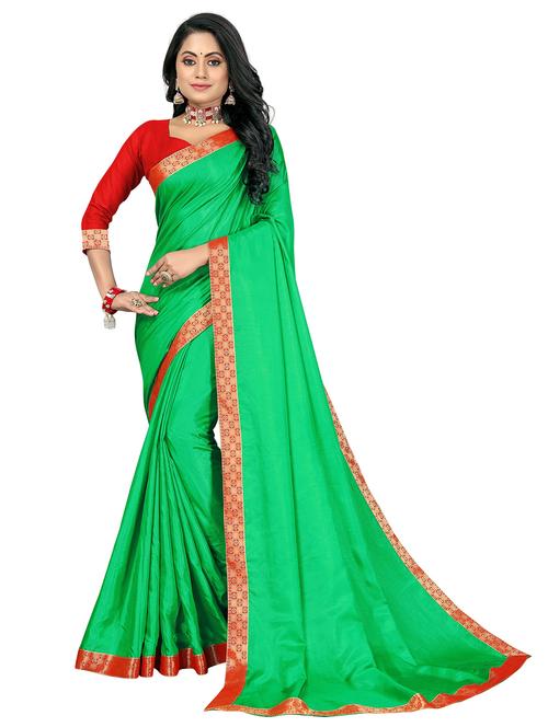 women's bordered green colored saree with blouse - 20537009 - Very Small Image - 1