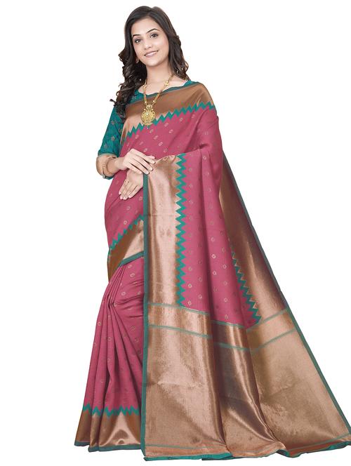 pink self design kanjivaram saree - 20537060 - Very Small Image - 1