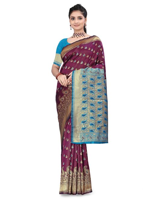 purple self design kanjivaram saree - 20537103 - Very Small Image - 1