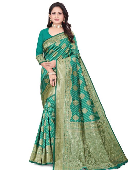 sea green self design kanjivaram saree - 20537139 - Very Small Image - 1