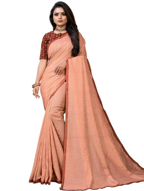 women's bordered orange colored saree - 20537250 - Very Small Image - 1