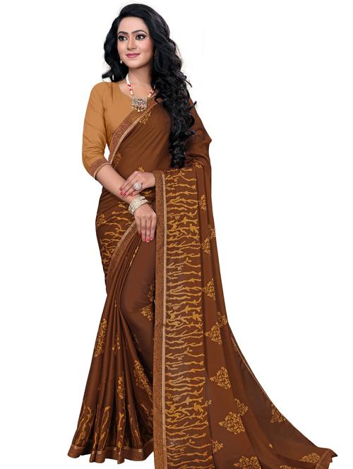 women's batik brown colored saree - 20537256 - Very Small Image - 1