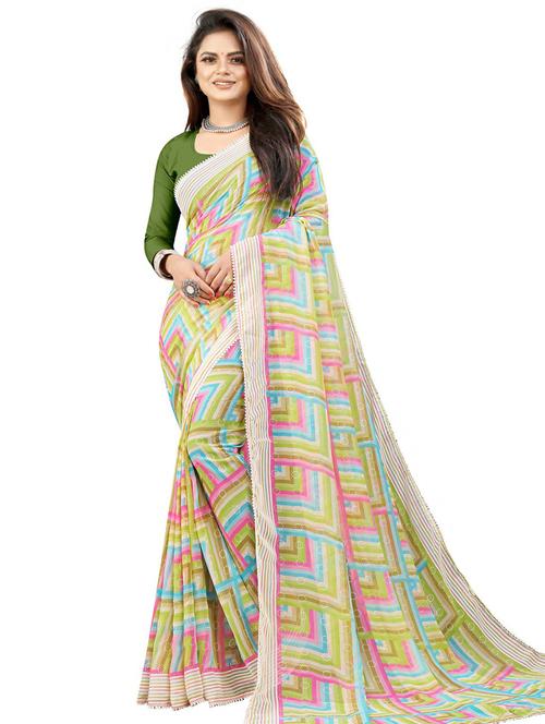 women's printed multi colored saree with blouse - 20537357 - Very Small Image - 1