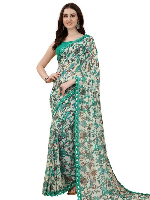 women's floral multi colored saree - 20537373 - Very Small Image - 1