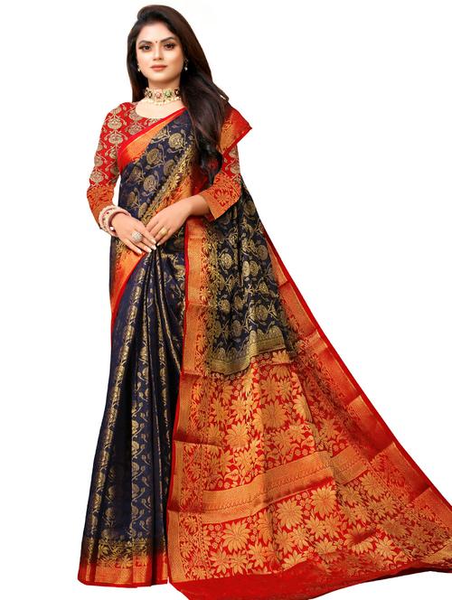 women's banarasi saree with blouse - 20537378 - Very Small Image - 1