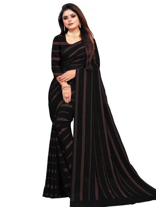 women's stripes black colored saree - 20537384 - Very Small Image - 1