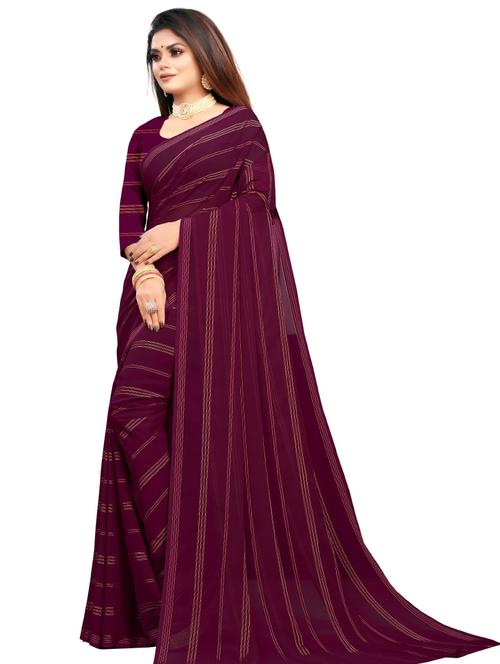women's stripes purple colored saree with blouse - 20537449 - Very Small Image - 1