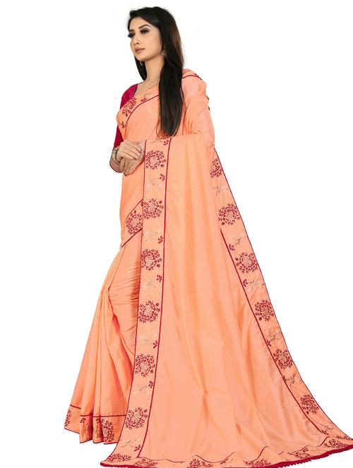 women's bordered royal blue colored saree with blouse - 20537502 - Very Small Image - 1