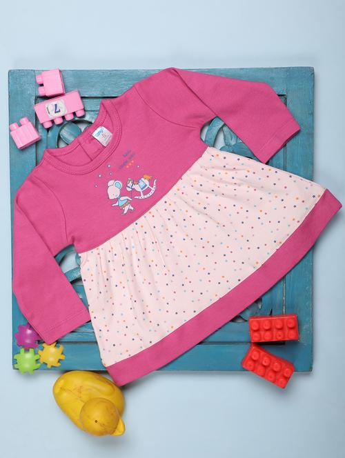 girls printed round neck frock - 20537719 - Very Small Image - 1