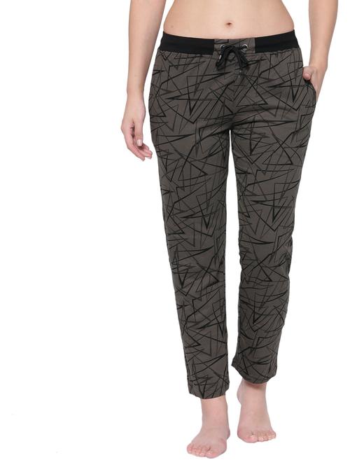 women printed grey cotton yoga track pant - 20537875 - Very Small Image - 1