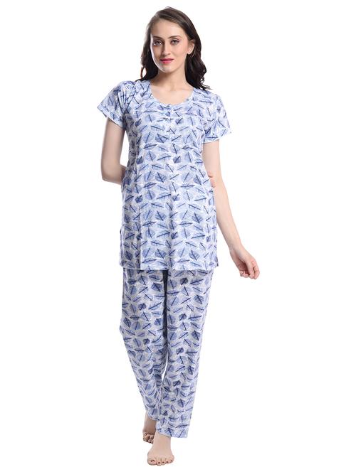 blue cotton blend nightwear set - 20537961 - Very Small Image - 1