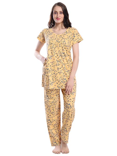 yellow cotton blend nightwear set - 20537963 - Very Small Image - 1