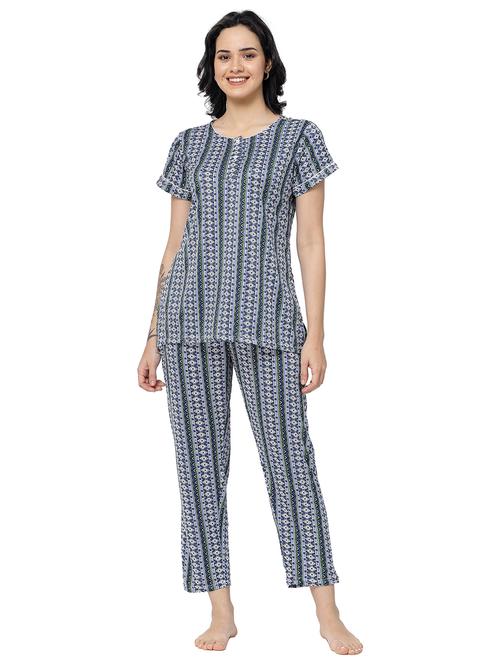 blue viscose nightwear set - 20537985 - Very Small Image - 1