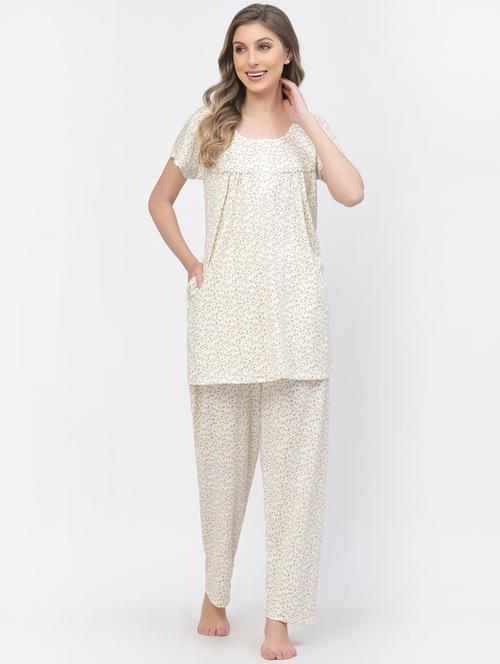 off-white hosiery nightwear set - 20538038 - Very Small Image - 1