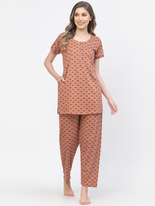 brown hosiery nightwear set - 20538040 - Very Small Image - 1