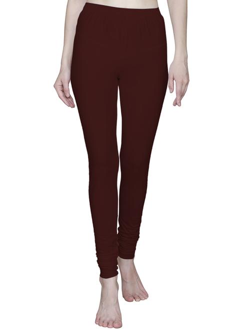 brown solid full length leggings - 20538713 - Very Small Image - 1