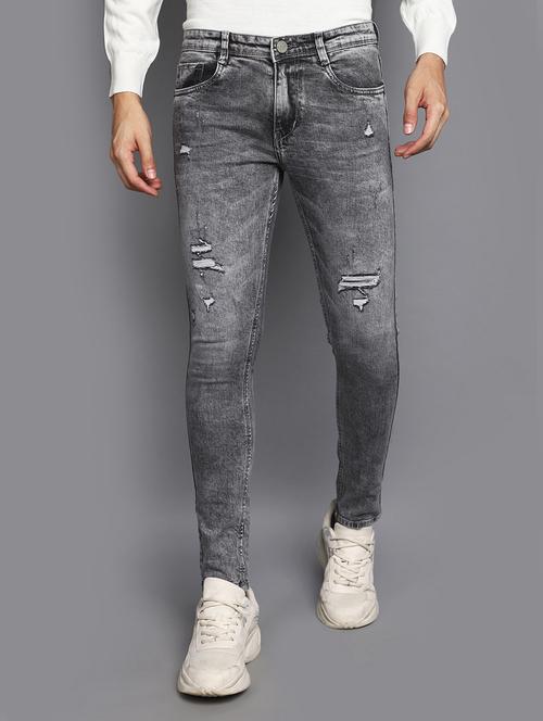 mens skinny fit distressed jeans - 20539102 - Very Small Image - 1