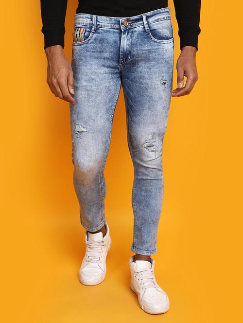 mens skinny fit distressed jeans - 20539103 - Very Small Image - 1