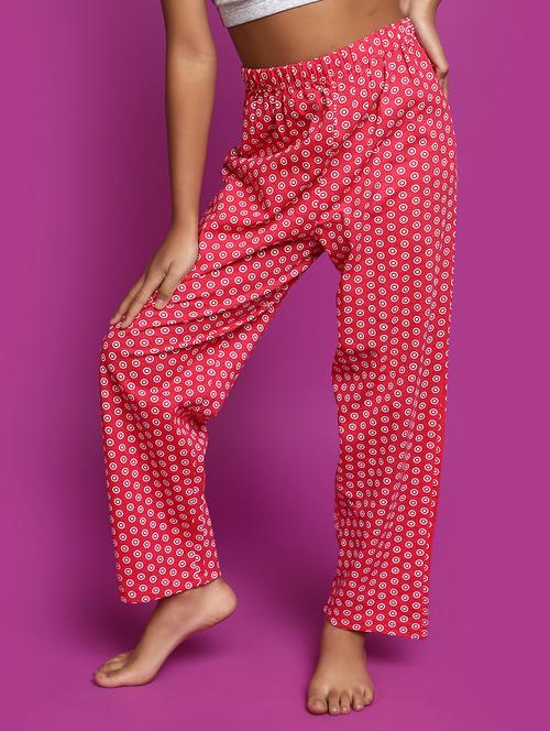 girls red printed casual trousers - 20539263 - Very Small Image - 1