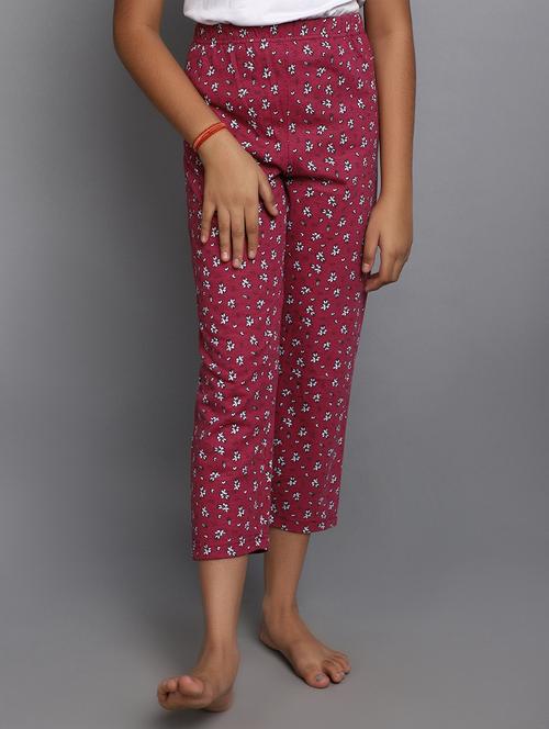 girls pink floral printed casual trousers - 20539264 - Very Small Image - 1
