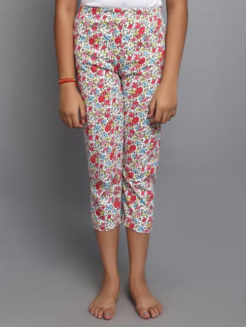 girls multi color floral printed casual trousers - 20539265 - Very Small Image - 1