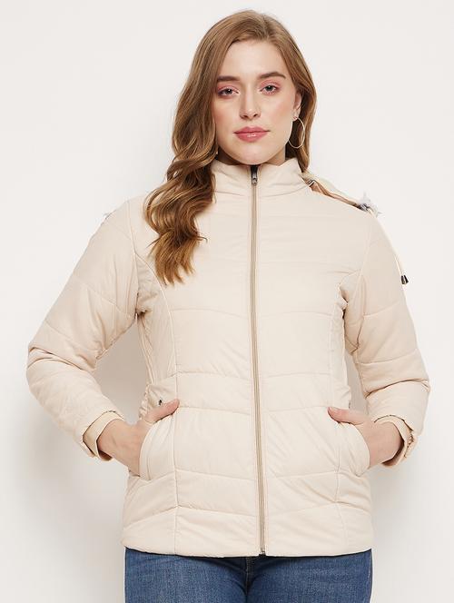 cream solid long sleeve bomber jacket - 20539308 - Very Small Image - 1