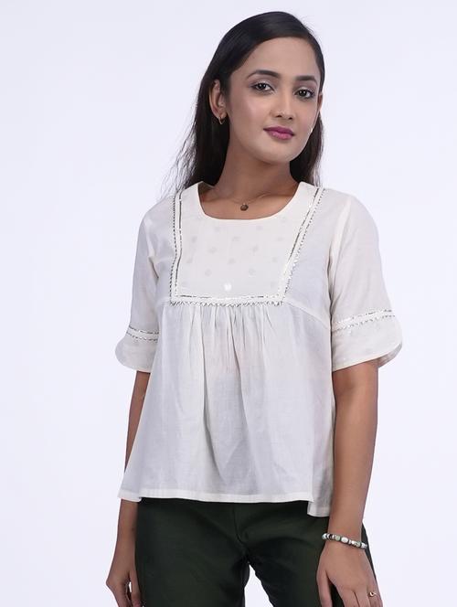 white cotton straight top - 20539425 - Very Small Image - 1