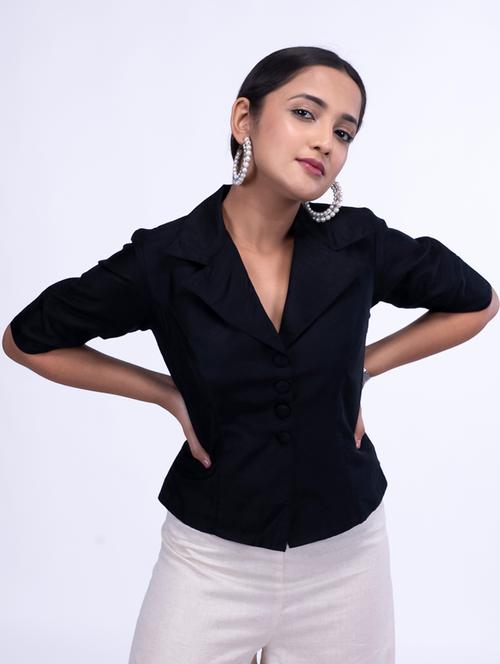 black solid ethnic jacket - 20539427 - Very Small Image - 1