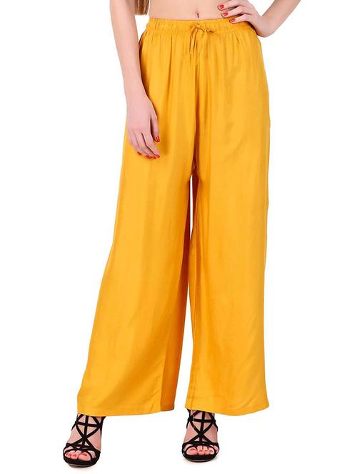 yellow cotton blend palazzo - 20539689 - Very Small Image - 1