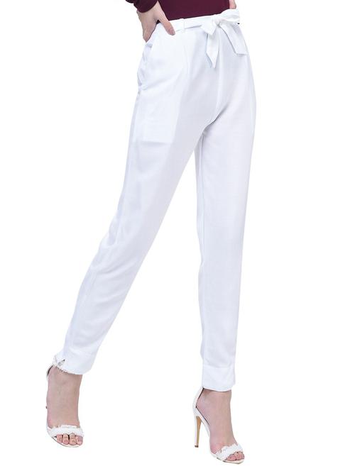 white cotton blend trousers - 20539692 - Very Small Image - 1