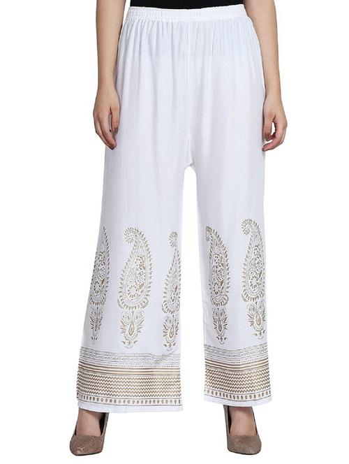 white cotton blend printed palazzo - 20539716 - Very Small Image - 1