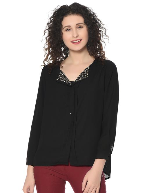 women embellished collar high low top - 20539787 - Very Small Image - 1