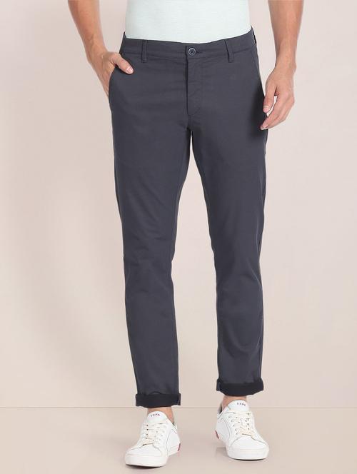 men mid rise solid chinos casual trouser - 20540991 - Very Small Image - 1