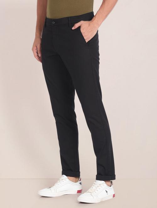 men mid rise solid chinos casual trouser - 20541003 - Very Small Image - 1