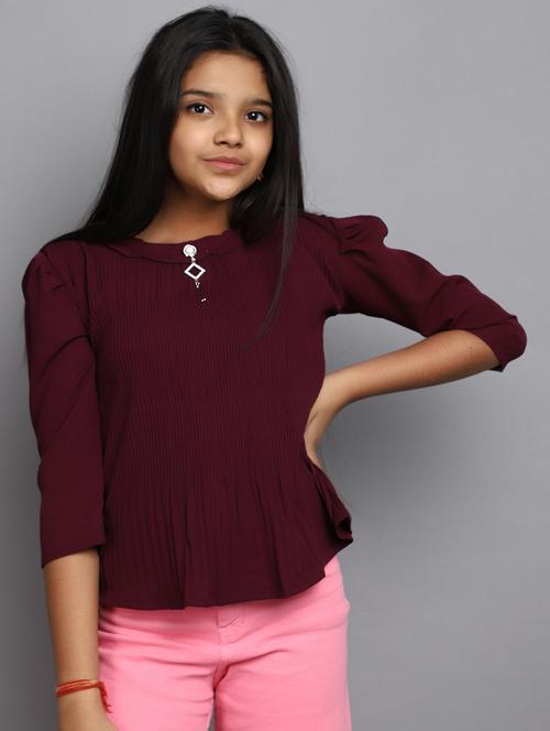 girls round neck top - 20541053 - Very Small Image - 1