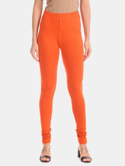 orange cotton churidar leggings - 20541055 - Very Small Image - 1