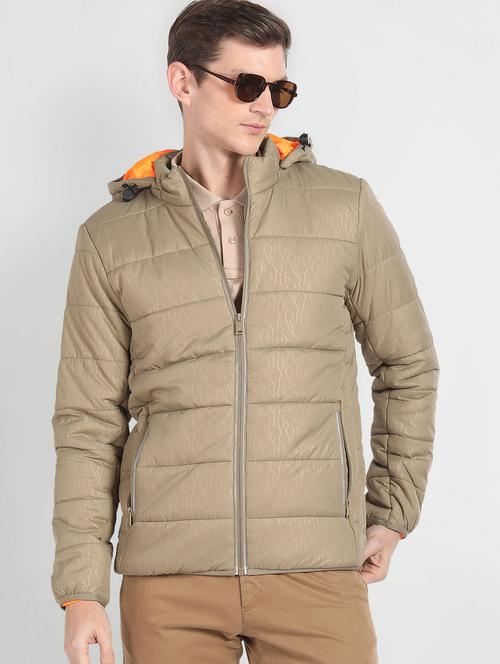 men typographic self print hooded puffer jacket - 20542303 - Very Small Image - 1