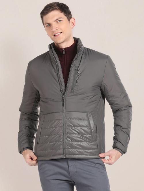 men solid detailed puffer jacket - 20542327 - Very Small Image - 1